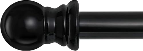 "Black Curtain Rods for Windows 66 to 120"" - 1"" Heavy Duty Metal Curtain Rods for Drapes and Curtains,Drapery Rods with Adjustable Brackets for Living Room,Bedroom-Outdoor Curtain Rod for Patio Door"