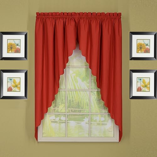 "Today's Curtain Orleans 63"" Swagger Pair Tambour Scallop Edge Curtain, Brick Red, 80"" W x L (Pack of 1)"