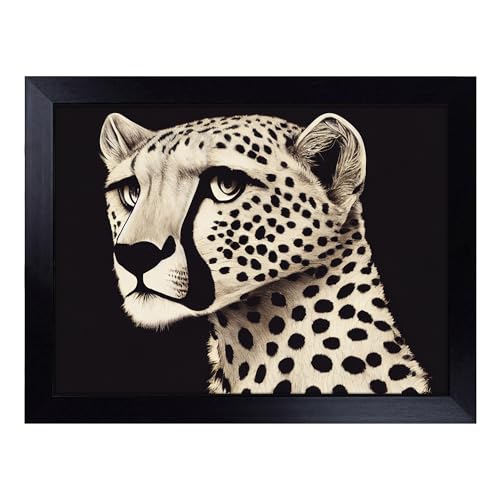 Lap Tray with Bean Bag Cushion, Delicious Cheetah - Handmade in the UK, Raised Wooden Edge, Padded Cushion, Heat-Resistant Wipe-Clean Surface, for Meals, Laptops and Crafts