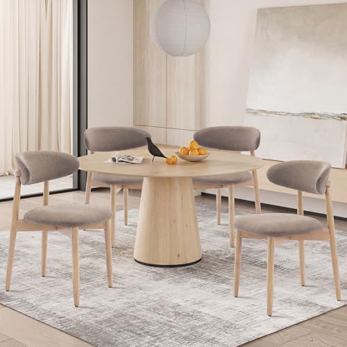 COLAMY Modern Dining Chairs Set with Wooden Legs – Upholstered Fabric Dining Room Chairs with Curved Backrest, Soft Cushion Seat, and Sturdy Rubberwood Frame for Kitchen, Living Room, or Café