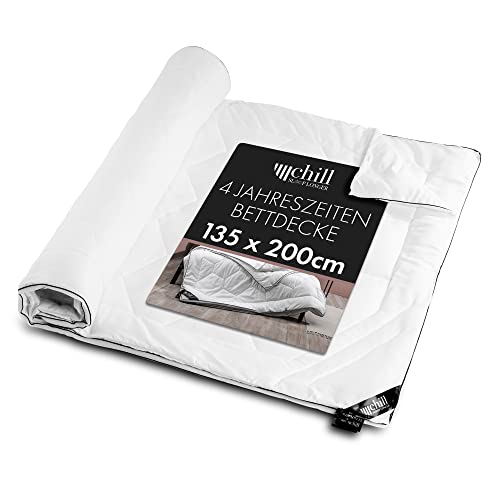 chill SLEEPLONGER 4 Seasons Duvet 135 x 200-2-in-1 All-Season Duvet 135 x 200 cm Sleeping Blanket Breathable & Washable & Vegan Duo Quilt with Sleeping Comfort Strip - 500 g and 700 g Filling