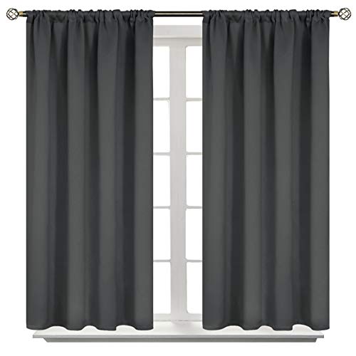 BGment Rod Pocket Blackout Curtains for Bedroom - Thermal Insulated - Blackout Curtain for Living Room - 42x45 Inch - 2 Panels, Dark Grey