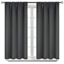 BGment Rod Pocket Blackout Curtains for Bedroom - Thermal Insulated - Blackout Curtain for Living Room - 42x45 Inch - 2 Panels, Dark Grey