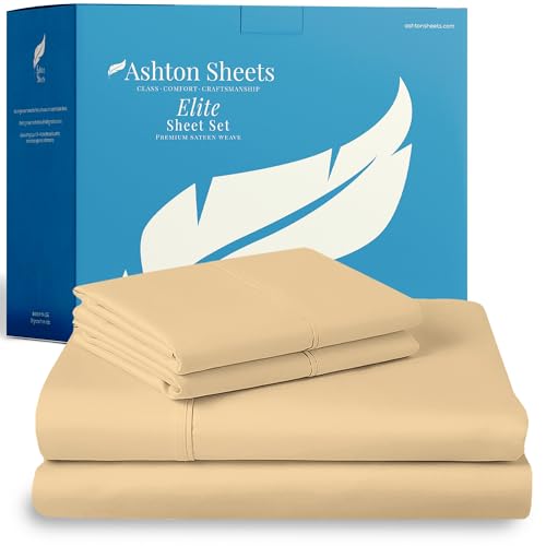 Ashton Sheets Premium 800-Thread-Count Egyptian Feel 100% Cotton - Breathable Sand King 4 Pc BEDSHEET Set, Easy Snug Fit, 18 Deep Pocket, Soft Smooth Sateen Weave, Extra Long Staple Cotton