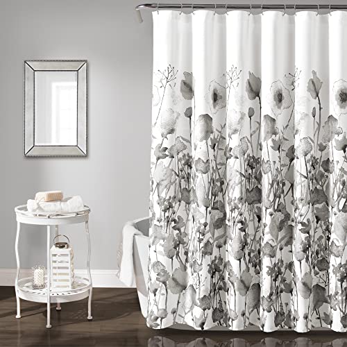 "Lush Decor Zuri Flora Shower Curtain, 72"" x 72"", Light Gray"