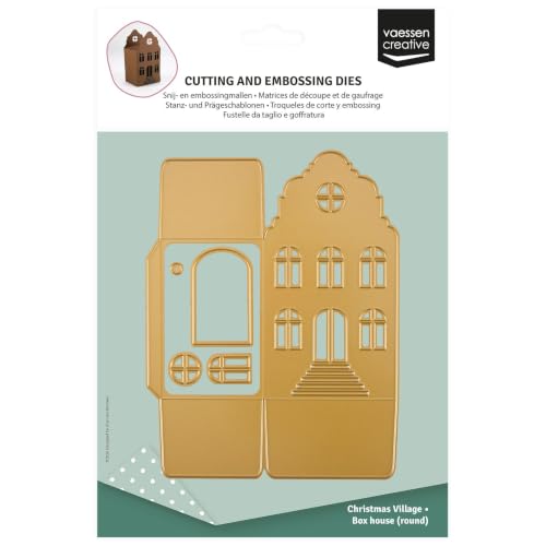 Vaessen Creative Cutting and Embossing Dies 5pcs - 3D Bell Gable House Box - Metal craft dies, Card making supplies, Scrapbooking, Christmas papercrafts