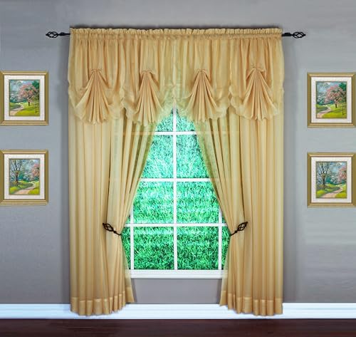 "Today's Curtain Emelia Original Voile Panel 90"", Gold, 60"" W x 90"" L"