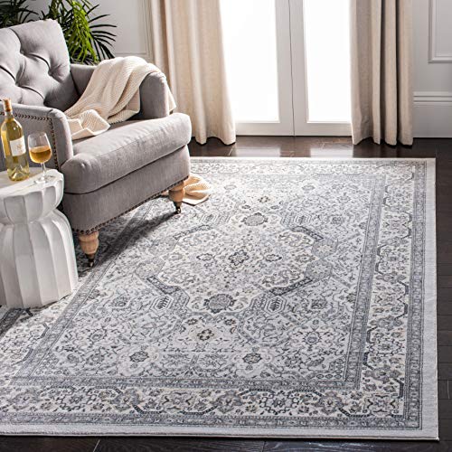 SAFAVIEH Traditional Rug for Living Room, Dining Room, Bedroom - Isabella Collection, Short Pile, in Light Grey and Cream, 91 X 152 cm