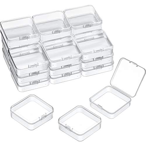 24 Packs Small Clear Plastic Beads Storage Containers Box with Hinged Lid for Storage of Small Items, Crafts, Je