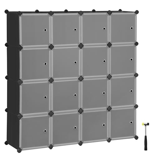 SONGMICS 16-Cube Storage Unit, Shoe Rack, Stackable Cubes, Plastic ...