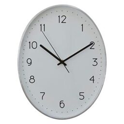 Premier Housewares Wall Clock Silver/Black Finish Frame Clocks For Living Room/Bedroom/Contemporary Style Oval Shaped Design Metal Clocks For Hallways 4 x 35 x 27