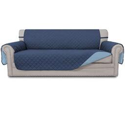 Easy-Going Sofa Slipcover Reversible Sofa Cover Water Resistant Couch Cover with Foam Sticks Elastic Straps Furniture Protector for Pets Kids Children Dog Cat (Sofa, Dark Blue/Light Blue)