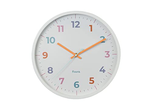 FISURA Wall Clock, Crystal acrylonitrile butadiene styrene Glass, White, Standard Size
