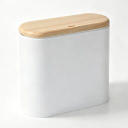 Bathroom Trash Can with Lid, 10 Liter/2.6 Gallon Small Garbage Can Dog Proof, Modern Office Waste Basket with Press Top, Slim Plastic Kitchen Trash Bin for Bedroom, Toilet, Living Room, Cream White