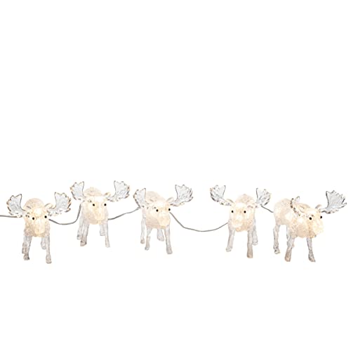 Konstsmide Christmas Outdoor Figures Decoration/Outside Lights LED Acrylic Five Moose Elks/Outdoor Lighting (IP44) / 40 Warm White LEDs/Transparent Cable