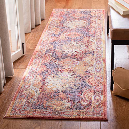 Safavieh Trendy New Transitional Indoor Woven Runner Area Rug, Bristol Collection, BTL340, in Rust / Lavender, 69 X 244 cm for Living Room, Bedroom or Any Indoor Space