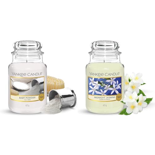 Yankee Candle Scented Candle - Baby Powder Large Jar Candle - Long Burning Candles: up to 150 Hours & Scented Candle, Midnight Jasmine Large Jar Candle, Long Burning Candles