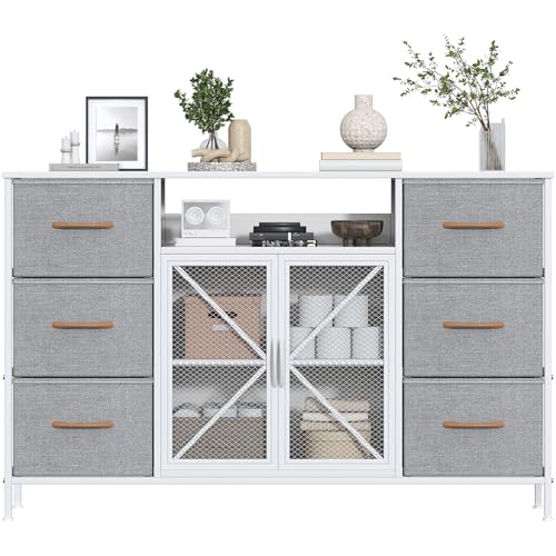 Feonase Chest of Drawers with 6 Drawers& Mesh Doors,Bedroom Drawers, Fabric  Dresser with Wood Top,TV Stand Storage Unit for Bedroom, Living room(Light  Gray) by Amazon | uFurnish.com