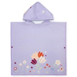 Splash About Kids Hooded Poncho Towel, Lilac Spring, 4-6 Years, with Popper Fastenings