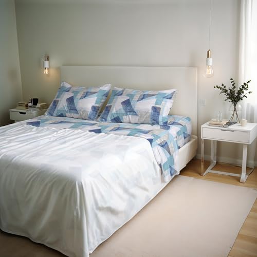 River Cotton Double Bed Sheet Set, Made in Italy – Complete Bed Set, Fitted Sheet, Top Sheet 240 x 300 cm and 2 Pillowcases with Inner Flap (Double, Milk)