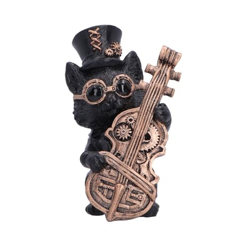 Nemesis Now Music Meowstro Steampunk Cat Figurine Collection ??? Musical Cat Resin Ornament (Bass)