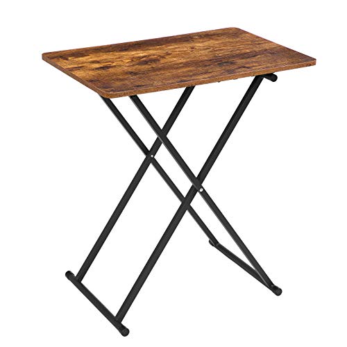 HOOBRO Side Tables, Extra Large Sofa Ends, Adjustable Height, 60 x 40 x 60 cm, Industrial Style Folding Tables, TV Tables, Living Room, Bedroom, Rustic Brown EBF16BZ01