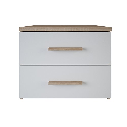 Demeyere 13Casa Pisolo A2 Comodino, 50,3x41,9x40 H cm, Bianco, Noce, Nobilitato