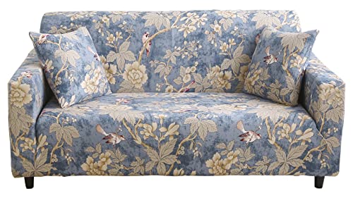 Celevingne Stretch Couch Cover Printed Sofa Cover Sofa Protector for Sofa-3 Seater Elastic Sofa Slipcover with 1 Pillowcase (Golden Trees, Sofa-3 Seater)