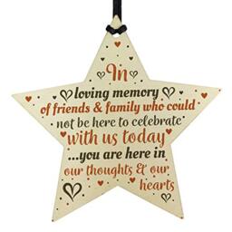 RED OCEAN Hanging Wooden Star Christmas Tree Decoration Mum Nan Dad Grandad Memorial Ornament Gift