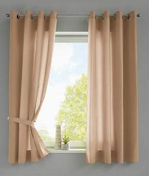 Gardinenbox Berlin 20405N2 Set of 2 Curtains with Eyelets H x W 175 x 140 cm Sand Opaque Microsatin Translucent Plain Matte