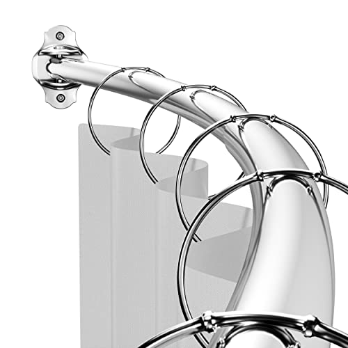 Curved Shower Curtain Rod, Adjustable 40-72 inches Extra Wide Curved Shower Rods for Bathroom, Rust proof Shower Rod, Premium Stainless Steel Curved Curtain Rod for Shower, Bathtub, Silver