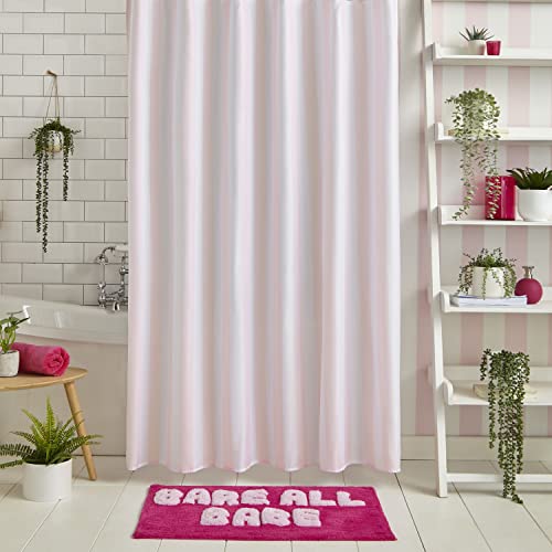 Sassy B Bathroom Stripe Tease 180x180cm Shower Curtain White Pink
