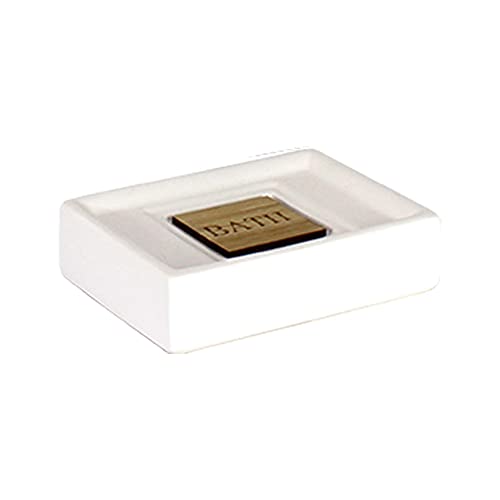 douceur d'int??rieur, Soap Dish (11.5 x 8.6 x 2.5 cm) Cerawood Natural, Ceramic Bamboo Finish