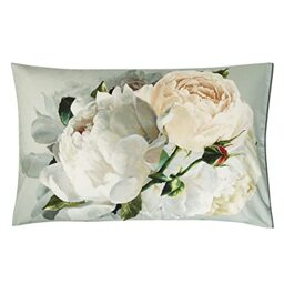 Peonia Grande Printed Cotton Satin Pillowcase, 50 cm x 75 cm, Grey