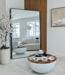 Full-Length Black Aluminium Metal Leaner Wall Mirror: 174 x 110cm – Large, Durable Frame, bedroom, hallway, bathroom or dressing room Wall Mirror