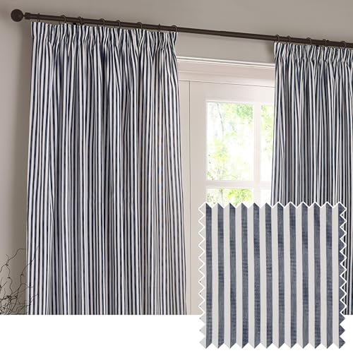 Yard Hebden Blackout Pencil Pleat Curtain Pair (Navy, 117 x 183 cm)