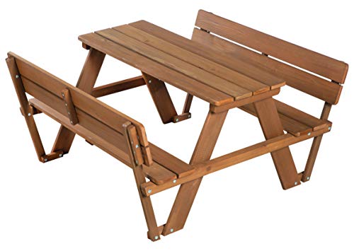 roba Deluxe Child's Seat Set with Backrest, Brown, 'Picknick for 4' Outdoor + mit Rückenlehnen, Teak