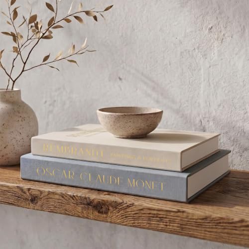 Beautiful Decorative Books - Set of 2 Linen Boxes Enhance Your Coffee Table, Bookshelf or Mantel Decor - Stylish Fake/Faux Books for Modern Home Decoration, Photo Storage and as a Keepsake Box