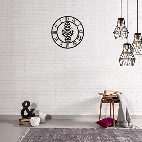 Homemania Clock, Steel, Black, 50 x 0.5 x 50 cm