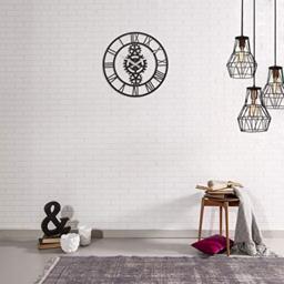 Homemania Clock, Steel, Black, 50 x 0.5 x 50 cm