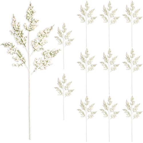 Christmas Small Berry Picks, Glitter Stems, 50cm Iridescent White, 12Pcs - Glitter Berry Clusters, Artificial Branches for Wreaths, Garlands, Vases, Table Centrepieces, Festive Floral Arrangements