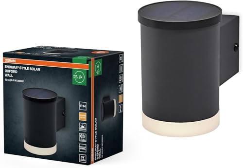 OSRAM Endura Style Solar Quadro Oxford Outdoor Light, 0.5W, 50lm, wall Light, Dark Gray, indirect Lighting, Rechargeable Battery, IP44 Protection, 3000K Color Temperature, Warm White Light Color
