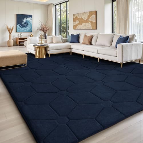 Sour Lemon Rugs Living Room 140x200,3D NavyBlue Area Rugs for Bedroom,Extra Large Rugs for living room,Machine Washable Anti Slip Short Pile Rug Carpets Mat for Kids Room Bedroom