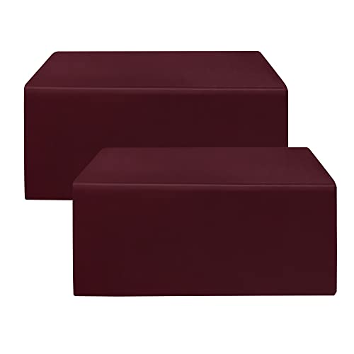 HolidayIdeas 2 Pack Fitted Tableclothes - 48 x 24 Inch - Burgundy Rectangle Tablecloths for 4 Foot Tables, Polyester Fabric Table Covers for Trade Show, Craft Show, Parties, Dinner