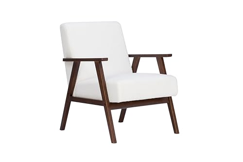 Birlea Ellwood Boucle Accent Chair Armchair White Walnut Wood