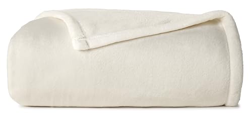 CASUAL LIVING 32587 Large Size Super Soft Reversible Bed Blanket Skin Friendly Durable Pill Resistant Easy Care Bedding for Bedroom Living Room Guest Room and Travel, Twin/Twin XL, Ivory