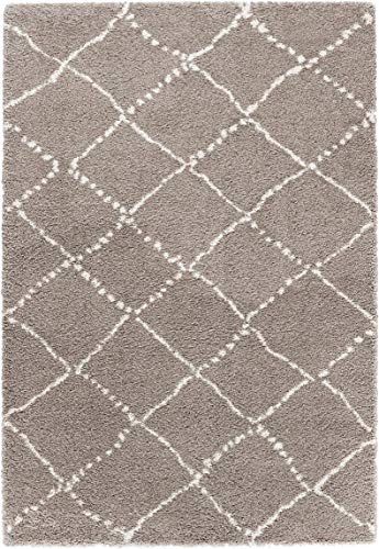 Mint Rugs Hash Soft Fluffy Diamond Pattern (100% Polypropylene, Suitable for Underfloor Heating, Robust), and Colours Hash. 120x170 cm Beige Cream