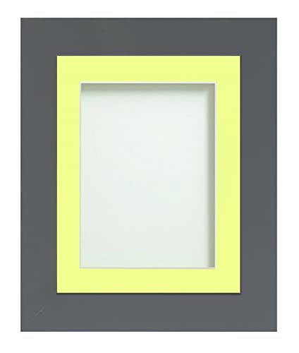 Frame Company Watson Grey Picture Photo Frame fitted with Perspex, A3 with Lemon Bon Bon Mount for image size A4