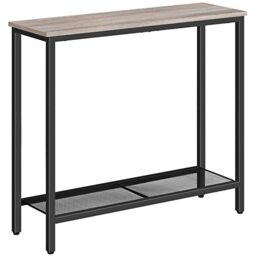 HOOBRO Slim Console Table with Storage, Narrow Console Table for Hallway, Industrial Hallway Table, Slim Sofa Table for Living Room, Bedroom, Rustic Brown and Black EBF74XG01