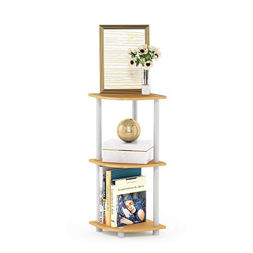 Furinno TURN-N-TUBE 3-Tier Corner Shelf, Bookcase, Beech